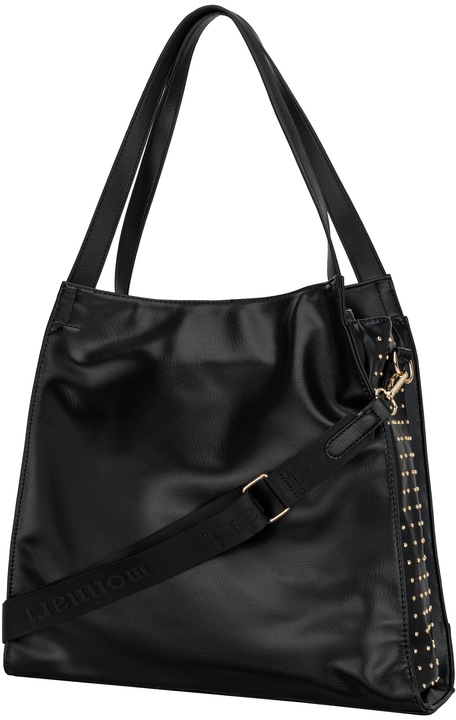 TOREBKA DAMSKA MONNARI Czarna Na Ramię SHOPPER Ćwieki Dżety DŁUGI PASEK