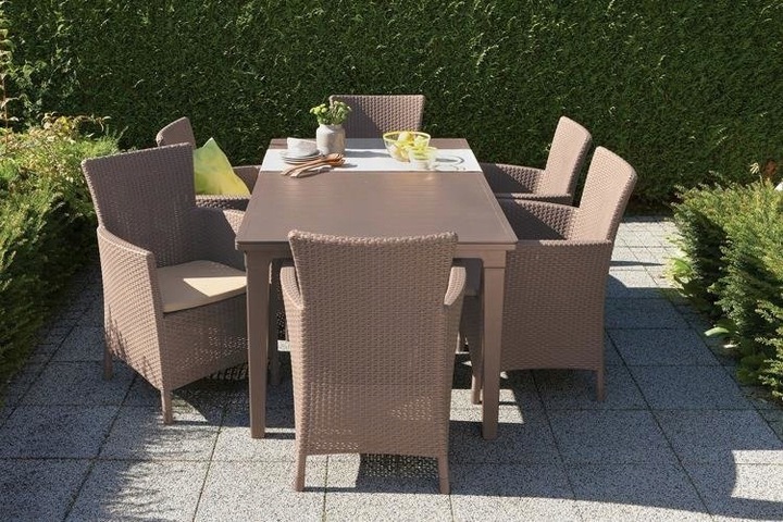 FOTEL OGRODOWY ALLIBERT KRZESŁO + PODUCHA BEŻOWY