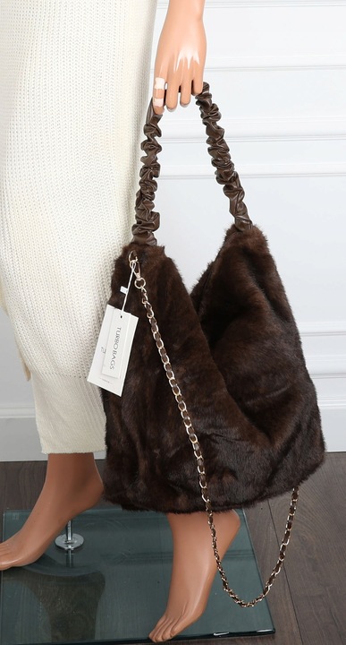 TOREBKA DAMSKA A4 NA RAMIĘ Z FUTERKA WŁOSKA MARKA XY2503 czekoladowa