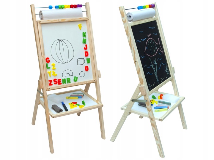 Obrotowa tablica magnetyczna 4w1 papier + dodatki