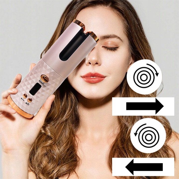 CERAMICZNA Lokówka automatyczna do włosów OBROTOWA fale loki 3000 mAh timer