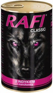 Mokra karma dla psa puszka Rafi Classic mix smaków 1240g - 18 sztuk