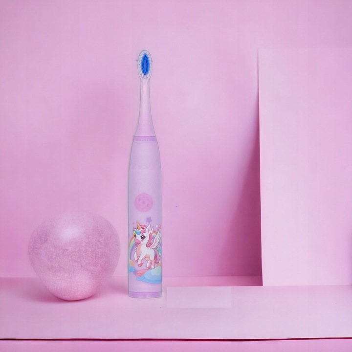 SZCZOTECZKA SONICZNA DO ZĘBÓW DLA DZIECI ELEKTRYCZNA FIOLET+KOŃCÓWKI+GRATIS