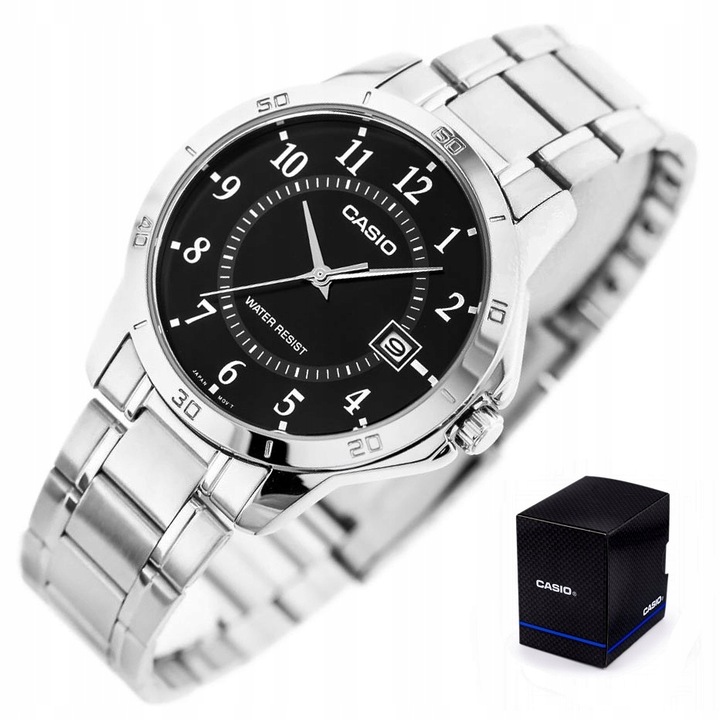 ZEGAREK MĘSKI CASIO VIRION datownik stalowy + BOX + GRAWER