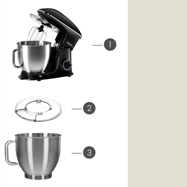 ROBOT KUCHENNY PLANETARNY MIKSER 6,5L 2200W AKCESORIA Duża Misa Czarny