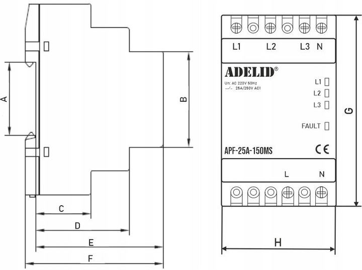 AUTOMATYCZNY PRZEŁĄCZNIK FAZ 230V 25A 150MS