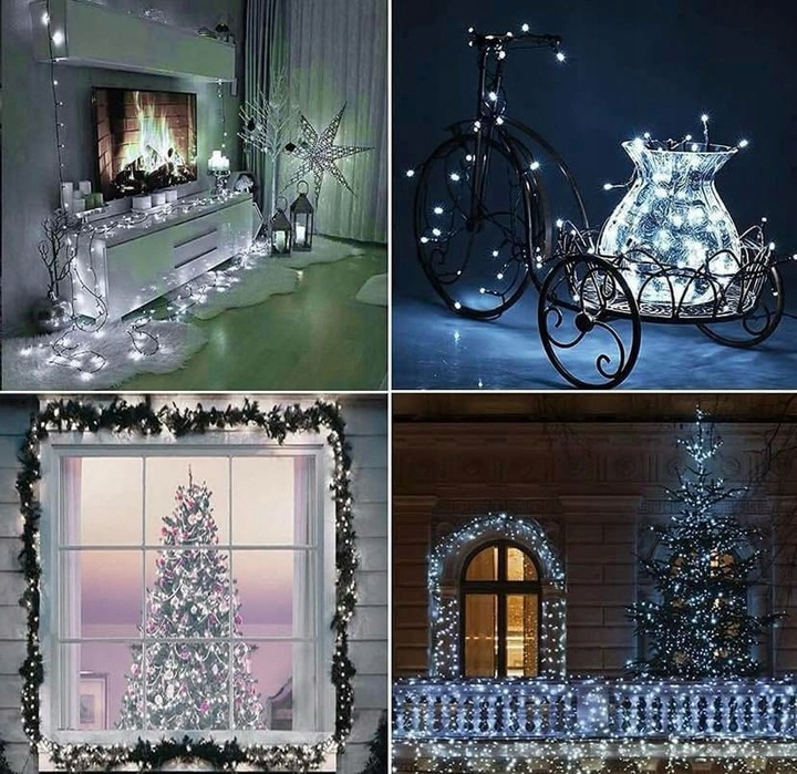 LAMPKI CHOINKOWE 200 LED FLASH ZEWNĘTRZNE WEWNĘTRZNE ŚWIĄTECZNE BIAŁY ZIMNY