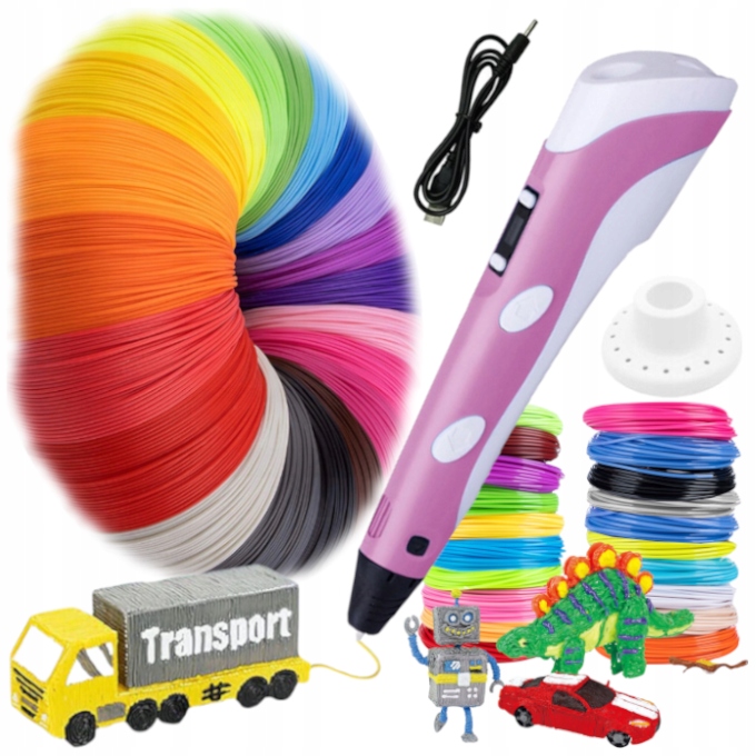 ZESTAW DŁUGOPIS 3D DRUKARKA 110 METRÓW WKŁADU + ZESZYT + FORMA GRATIS