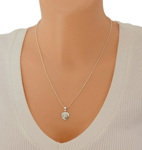 Łańcuszek Srebrny Damski Kulkowy 1,60 mm z Medalikiem pr 925 Grawer Gratis