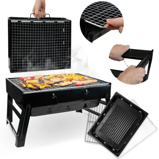GRILL TURYSTYCZNY PRZENOŚNY SKŁADANY WALIZKA Kempingowy Prostokatny