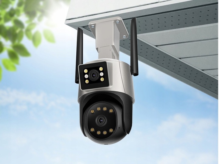PODWÓJNA KAMERA WIFI IP SMART ZEWNĘTRZNA OBROTOWA 2x 3MPx DETEKCJA 6MPx 6MP