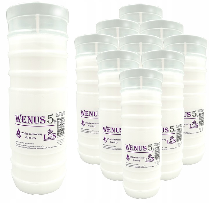 Rewelacyjne wkłady do zniczy Parafinowe Wenus 5 Linis ~5*dni x 12szt.