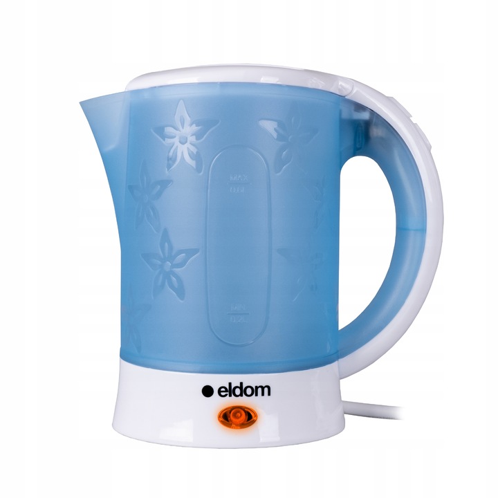 Czajnik elektryczny turystyczny 650W Eldom 0,6L mały podróżny plus 2 kubki