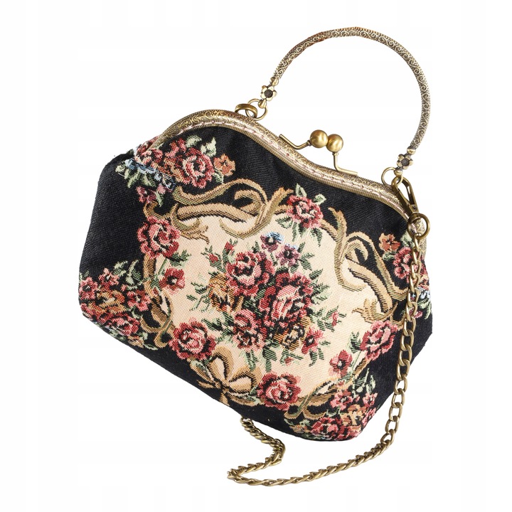 Kwiatowa torebka z górnym uchwytem, torebka wieczorowa Kiss Lock dla