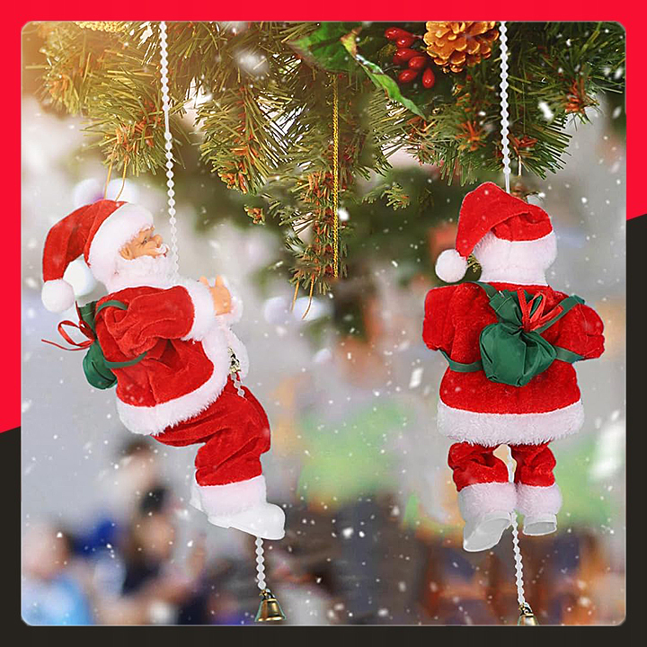 MIKOŁAJ WSPINAJĄCY SIĘ NA LINIE 100CM MELODYJKA NA PREZENT ŚWIĘTA WCHODZĄCY