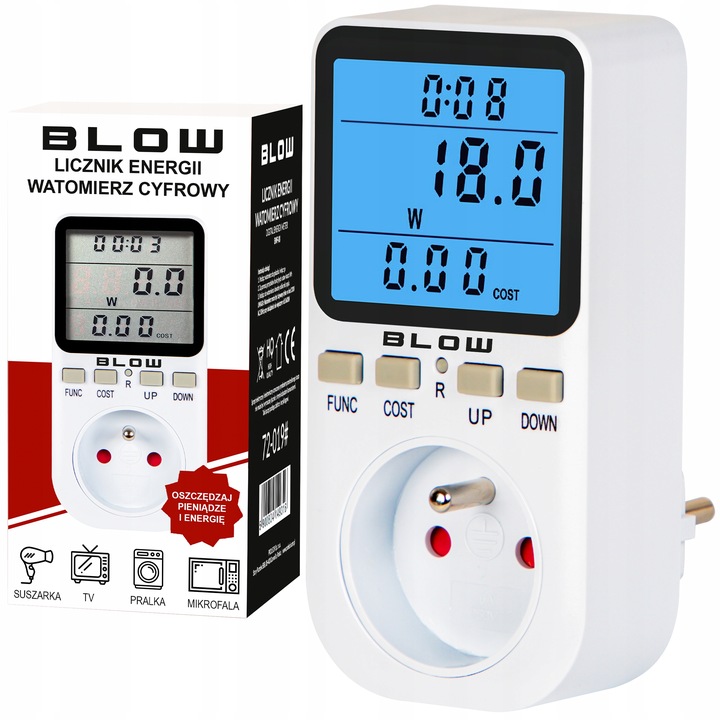 WATOMIERZ LICZNIK ENERGII POBORU PRĄDU MIERNIK ELEKTRONICZNY WOLTOMIERZ 16A
