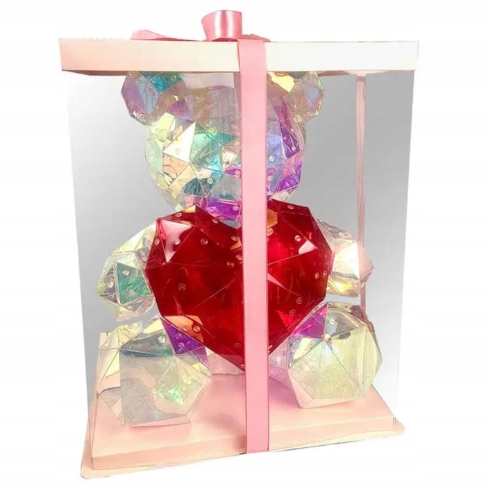 MIŚ ŚWIECĄCY LAMPKA LED USB Z SERCEM 25 CM PUDEŁKO PREZENT WALENTYNKI