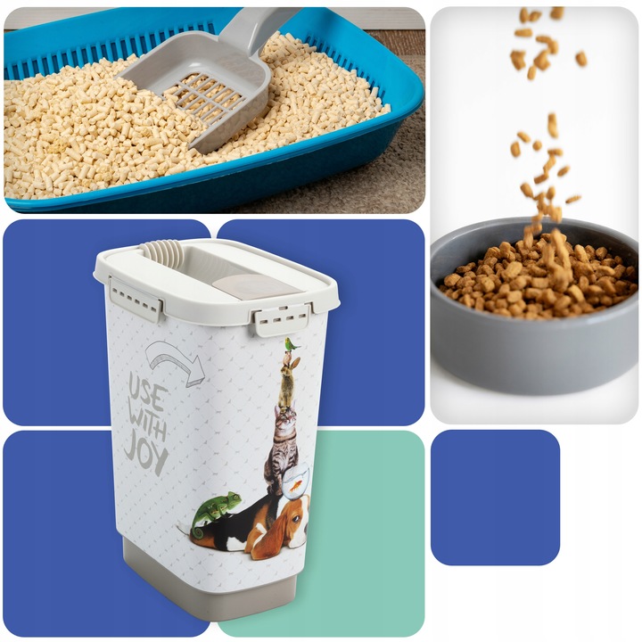 Pojemnik na karmę żwirek szczelny zamykane wieczko 10L Rotho CODY