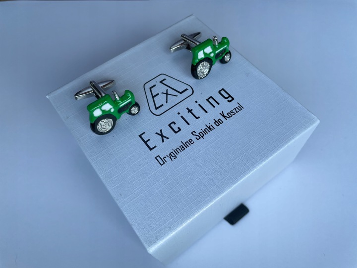 Spinki do mankietów EXC Srebrny Rower Pozłacany w Szkatułce Etui na Prezent