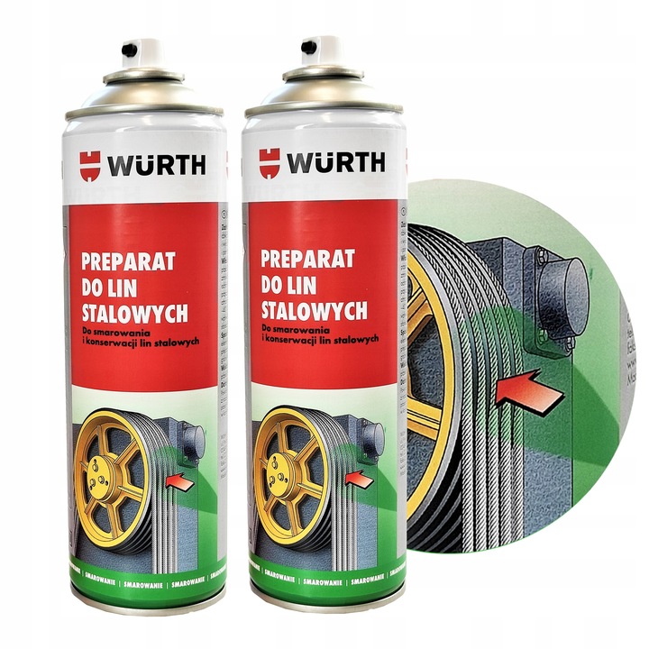 WURTH Smar do Przekładni Linowych Lin Stalowych Antykorozyjny Zestaw 2 szt