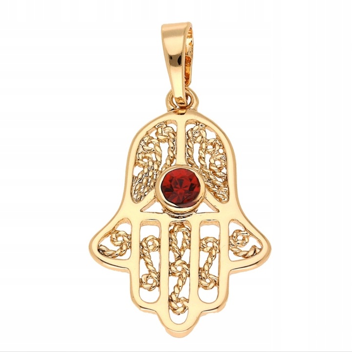 Zawieszka złota RĘKA RĄCZKA FATIMY stal chirurgiczna z BRYLANTEM