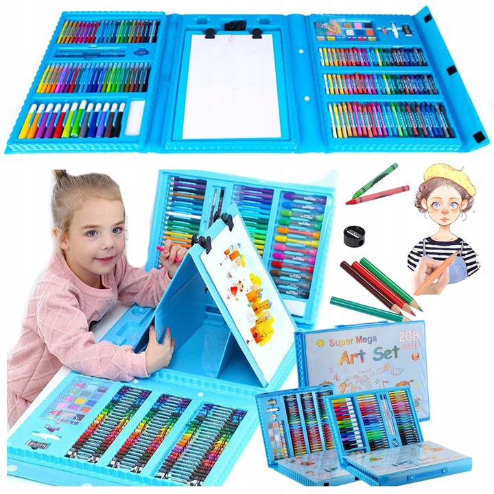 ZESTAW DO MALOWANIA DLA DZIECI 208el Artystyczny Plastyczny Twórczy Walizka