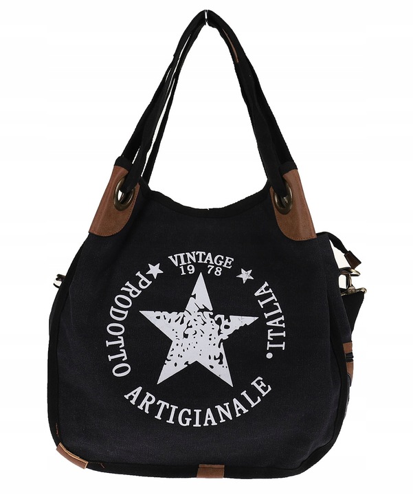 Torebka damska duża pojemna worek na ramię shopper listonoszka z208 Czarna