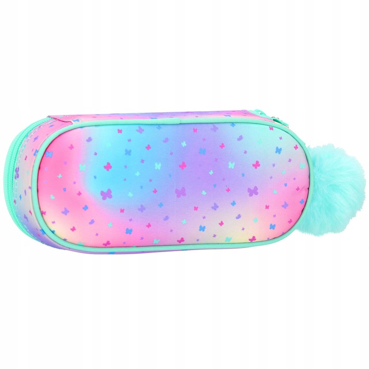 PIÓRNIK SZKOLNY SASZETKA USZTYWNIANA DLA DZIEWCZYNKI OMBRE Z KOTKIEM KOT