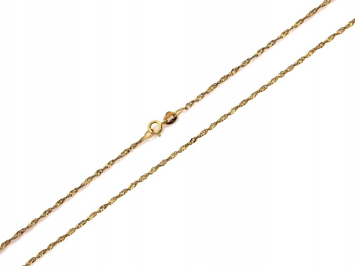 Łańcuszek złoty 375 dziecięcy elegancki splot Singapur 1.5mm r45 na Chrzest
