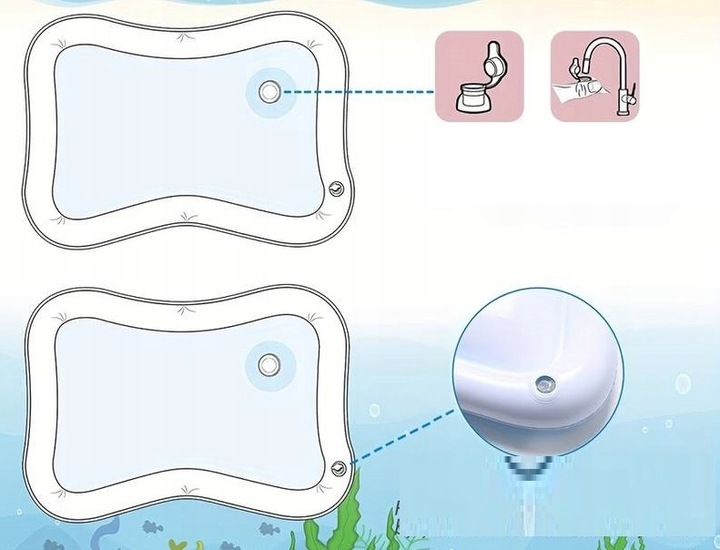 Dmuchana Mata Wodna Sensoryczna Dla Niemowląt Dzwieki Lustro Mata XXL 65cm