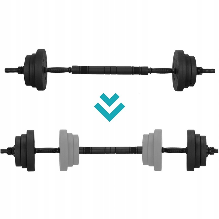 Hantle regulowane bitumiczne zestaw hantli ćwiczeń 2x15kg gryf+ kettle 30kg