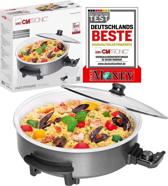 Patelnia elektryczna z powłoką zapobiegającą przywieraniu Clatronic PP Ø42c