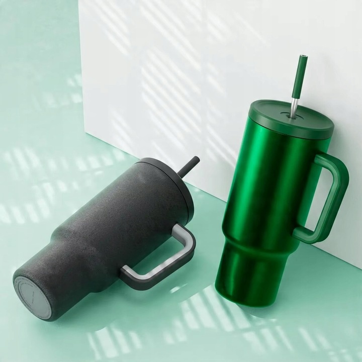 Kubek Termiczny TERMOS Na Kawę Herbatę Do Samochodu Ze Słomką Duży 1,1L 07A