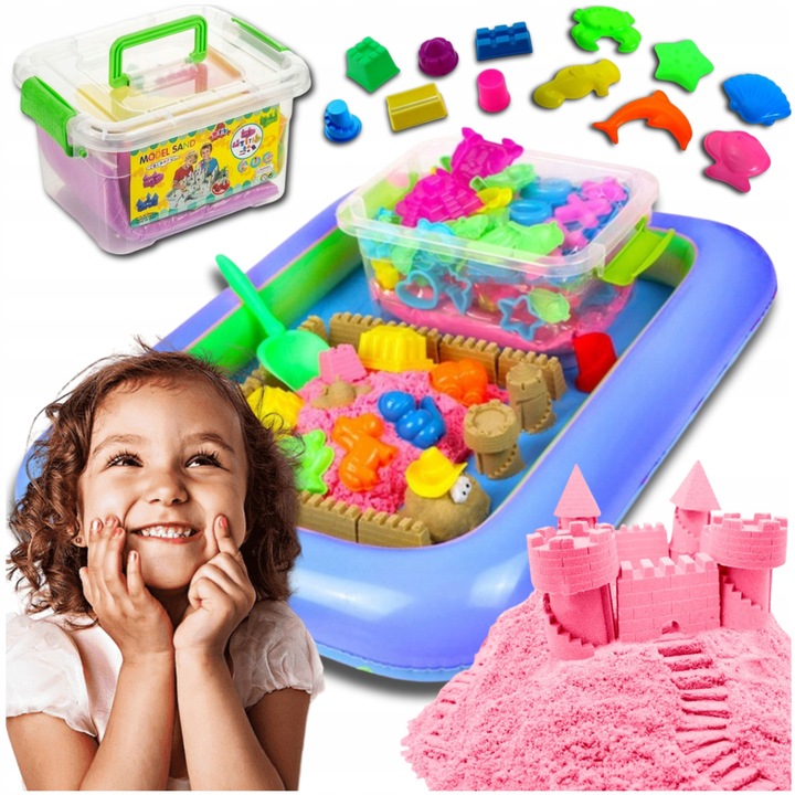 PIASEK KINETYCZNY 3kg + FOREMKI BASEN PIASKOWNICA MAGICZNY ZESTAW AKCESORIA