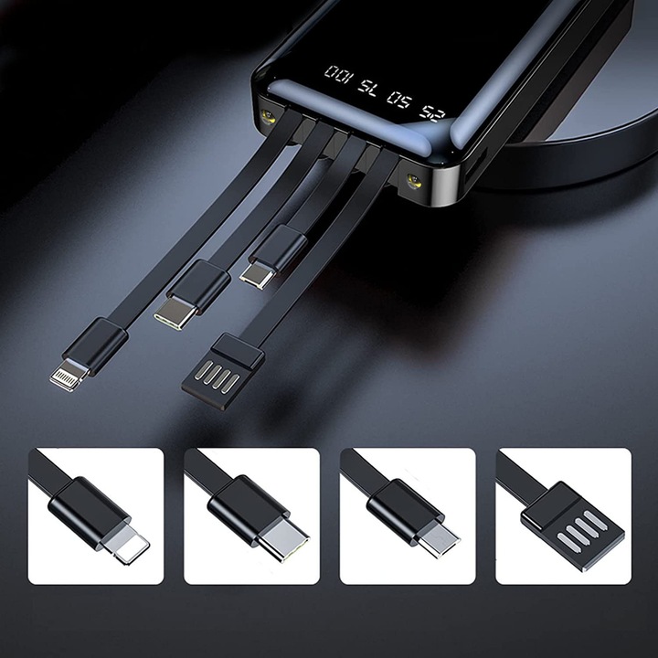 POWER BANK ŁADOWARKA 2,1A 4x KABLE 10000 mAh