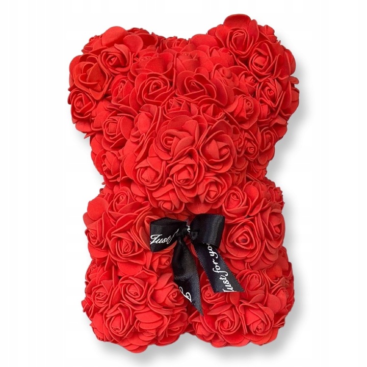 Misiek z Kwiatów Róż ZŁOŻONE PUDEŁKO Prezent na Walentynki MIŚ + Lampki Led