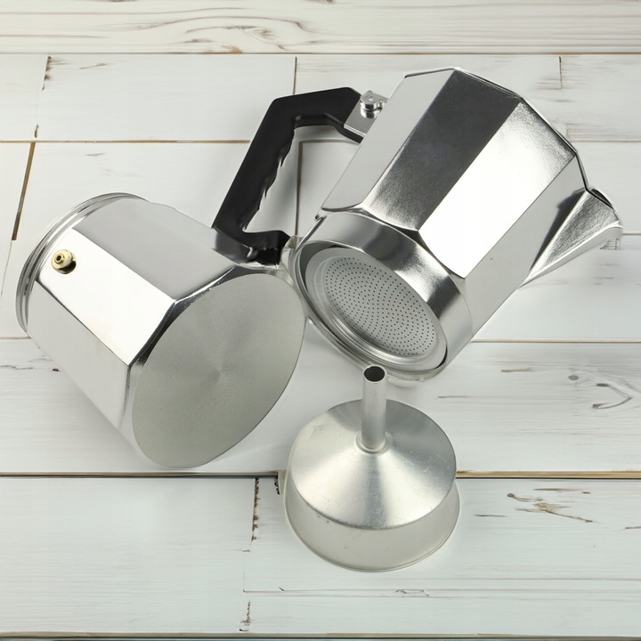 KAWIARKA ALUMINIOWA 450 ml 9 filiżanek SREBRNA DO KAWY + GRATIS