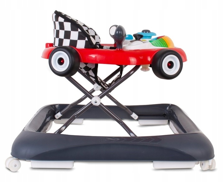 Interaktywny chodzik dla dzieci wyścigówka czerwono czarny