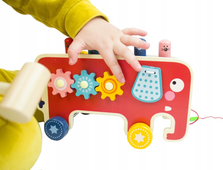 LT301 WBIJAK SŁOŃ DREWNIANY MONTESSORI KOSTKA EDUKACYJNA