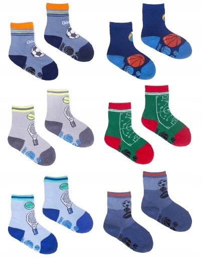 6 - PAK Skarpetki ANTYPOŚLIZGOWE ABS 6 PAR skarpety chłopięce 23 - 26