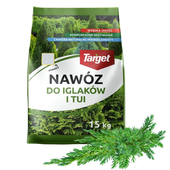 DUŻY NAWÓZ DO IGLAKÓW I TUI BOGATY SKŁAD WYBARWIENIE IGIEŁ 15 KG TARGET