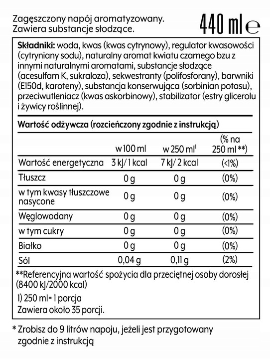 Zestaw Syrop do wody SodaStream Elderflower Bez cukru 2x440ml +Torba GRATIS