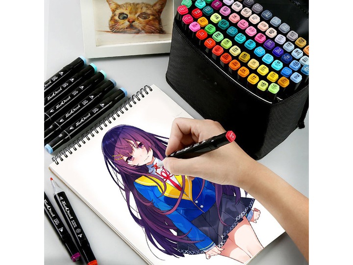 MARKERY FLAMASTRY PISAKI ALKOHOLOWE DWUSTRONNE PRO ZESTAW 80x 80SZT + TORBA