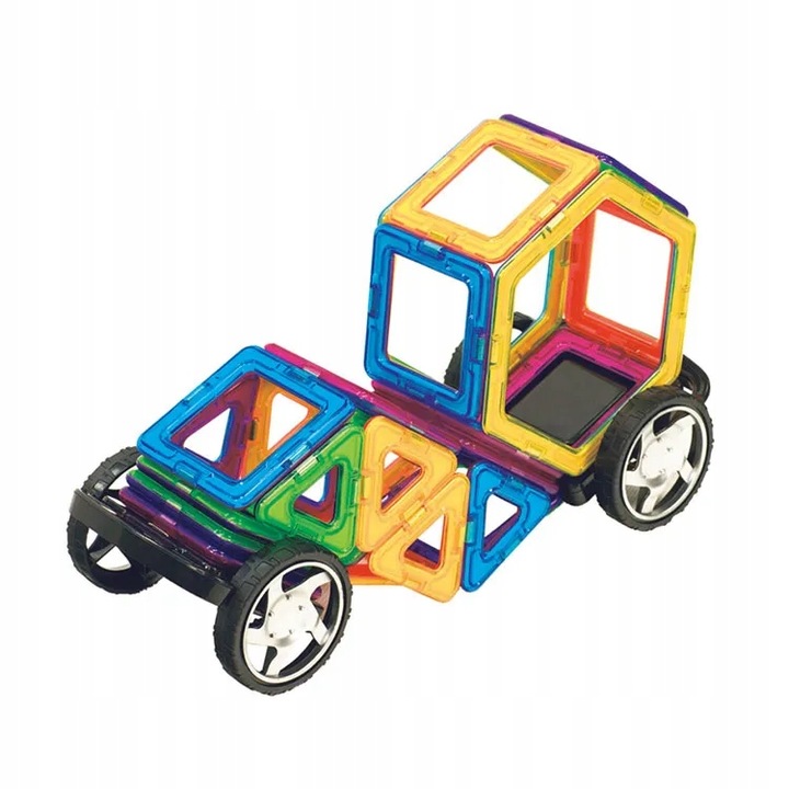 KLOCKI MAGNETYCZNE KONSTRUKCYJNE 3D ZESTAW 128 ELEMENTÓW DLA DZIECKA