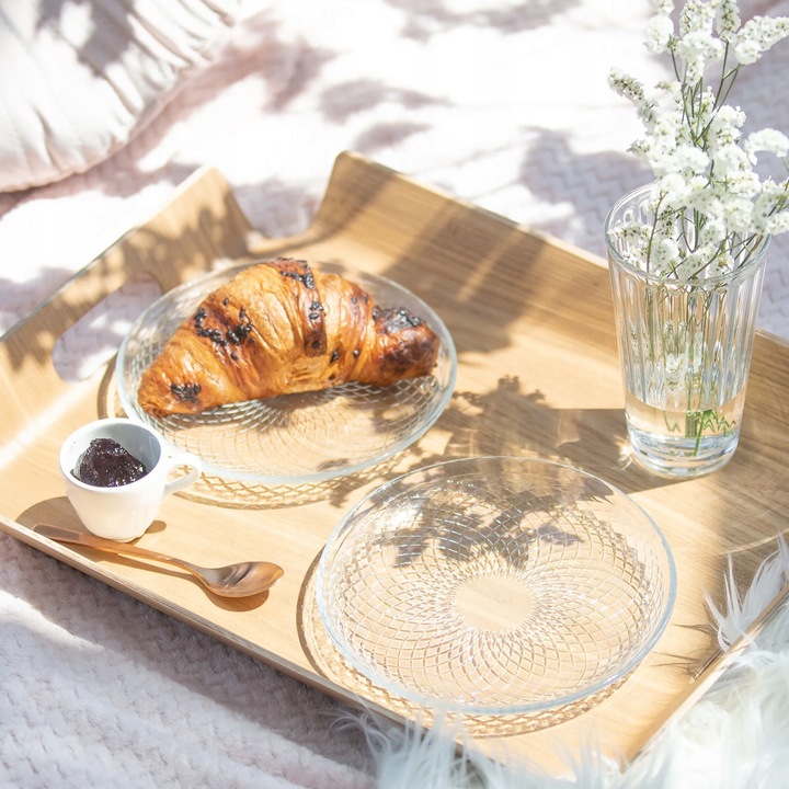 Szklane TALERZYKI Deserowe NA CIASTO Przekąski 4x17 cm Przezroczyste