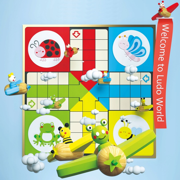 DREWNIANA GRA PLANSZOWA LUDO CHIŃCZYK FIGURKI FAMILIJNA RODZINNA