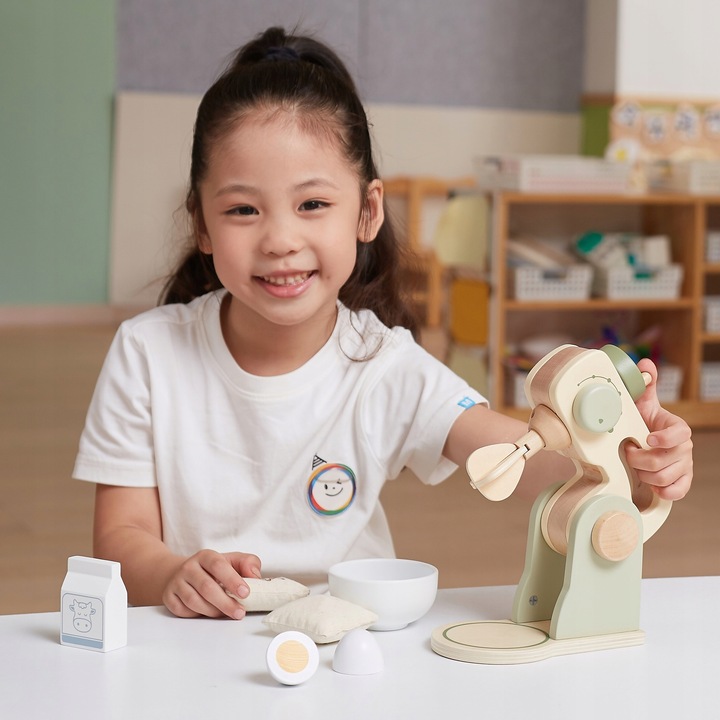 DREWNIANY MIKSER KUCHENNY ZIELONY BLENDER AKCESORIA ZESTAW VIGA POLARB