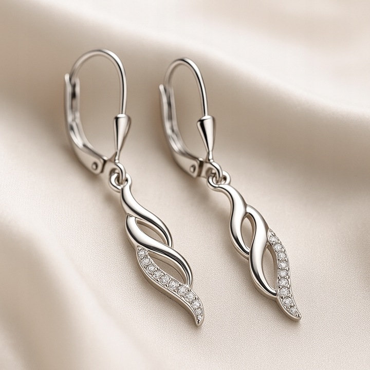 Srebrne kolczyki srebro długie wiszące kolczyki srebro rodowane oryginalne