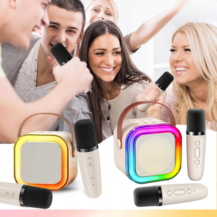 Bezprzewodowy Zestaw Do Karaoke Dla Dzieci Bluetooth Głośnik + 2 mikrofony