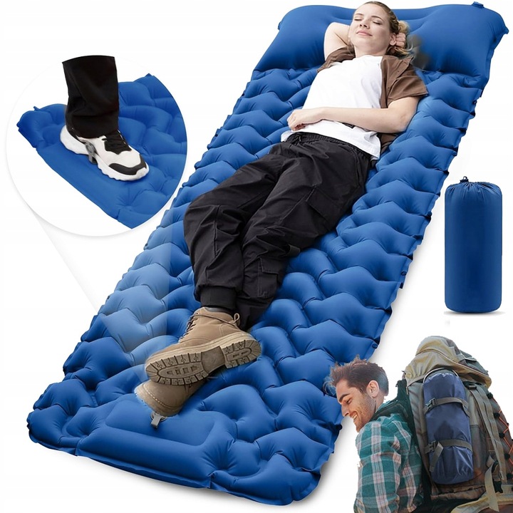 MATA SAMOPOMPUJĄCA MATERAC KARIMATA TURYSTYCZNA Z PODUSZKĄ NAMIOT KEMPINGU